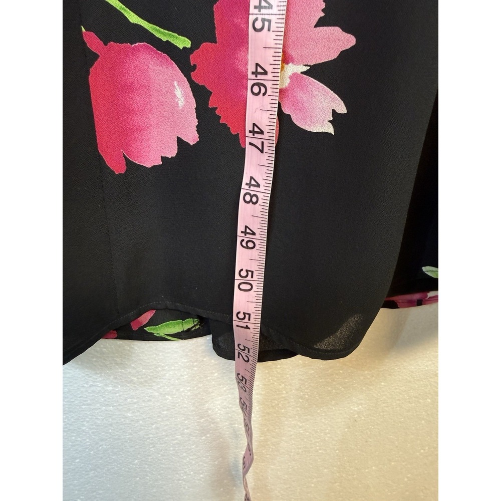 Maggie London Dress Sz 12 Black Floral Print Fit & Flare Lined Zip Up Padded - Picture 9 of 9